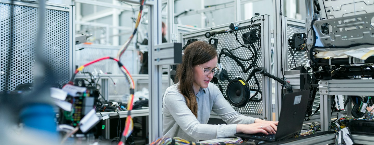 Engineer working in a technology factory